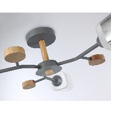 Светильник Ambrella light TR3033231/3 GR/LW/SM серый/светлое дерево/дымчатый E27*3 max 60W D700*180