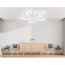 Потолочный светодиодный светильник Ambrella light FA1703/5 WH/CH белый/хром 149W 3000K-6400K 540*540*90 (ПДУ РАДИО 2.4G)