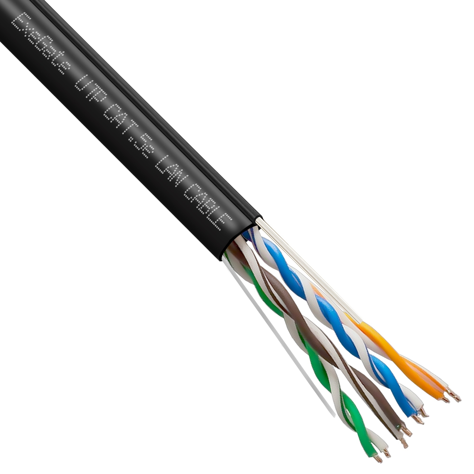 Кабель ExeGate Special UTP4-C5e-CCA-S24-SW-OUT-PE-BK-305 UTP 4 пары кат.5e CCA, 0.48мм (24AWG), внешн., с тросом, 305м, черн., PE