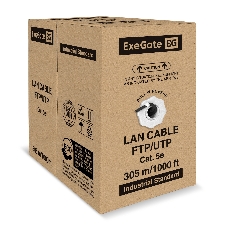 Кабель ExeGate Special UTP4-C5e-CU-S24-OUT-PE-BK-305-FLUKE UTP 4 пары кат.5e медь, 0.48мм (24AWG), FLUKE® test pass, внешн., без троса, 305м, черн., PE