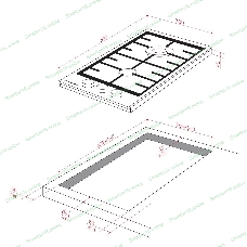 Газовая варочная панель Kuppersberg FG 36 B газ, High-Tech, 30 см, автоматический электроподжиг, газ-контроль, форсунки под сжиженый газ, SABAF конфорки, чугунные решетки, цвет черный, цвет фурнитуры черный