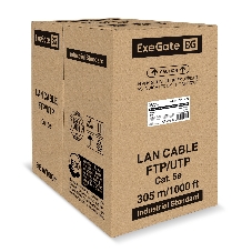 Кабель ExeGate Special UTP4-C5e-CU-S24-OUT-PE-BK-305-FLUKE UTP 4 пары кат.5e медь, 0.48мм (24AWG), FLUKE® test pass, внешн., без троса, 305м, черн., PE