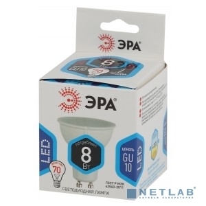 Лампа светодиодная ЭРА LED MR16-8W-840-GU10 (диод, софит, 8Вт, нейтр, GU10)