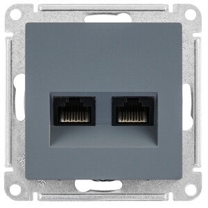 Розетка компьютерная двойная RJ45+RJ45, кат.5E, механизм ATN000785 Schneider Electric AtlasDesign Грифель
