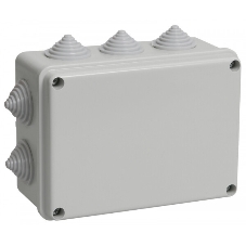 Коробка КМ41241 распаячная IEK UKO10-150-110-070-K41-44 для о/п 150х110х70 мм IP44 (RAL7035, 10 гермовводов)