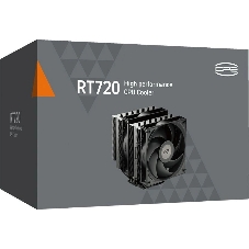 Кулер для процессора PCCooler RT720 TC BK (270W, 4-pin PWM, 157.5mm, Al/Cu, 7x6mm, 2x120mm, 73.32CFM, 34.9dBA, 2200RPM, S: 1851/1700/1200/115X, AM5/AM4, black)