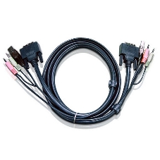 Кабель ATEN KVM USB(тип А Male)+DVI-D(Male)+2хАудио(Male) (-) USB(тип B Male)+DVI-D(Male)+2хАудио(Male) 1,8м., черный. CABLE DVI/USBA/SP.MC-DVI/USB B 1.8M