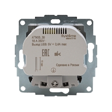 Розетка 16А с 2 USB A+A, 5В/2,4А, 2х5В/1,2А, механизм ATN000130 Schneider Electric белый