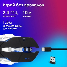 Мышь беспроводная Oklick 770GW черный, 3600 dpi, радиоканал, USB, кнопки - 6