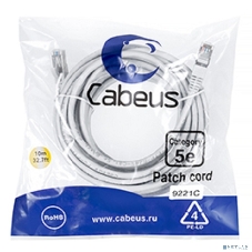 Шнур коммутационный Cabeus, Cat.5e, экр., F/UTP, RJ45/RJ45, PVC, AWG24 10м, серый