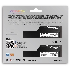 Оперативная память Patriot Viper Elite 5 Ultra, DDR5, 32GB (2x16GB), 6000 MHz, CL28, с радиатором, чёрный