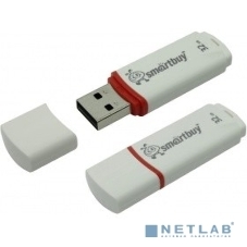 Флешка USB SmartBuy Crown white (SB32GbCRW-W), 32Gb, USB 2.0, R/W 15/5, белый/красный