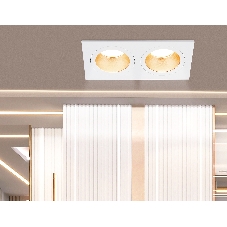 Встраиваемый точечный светильник Ambrella light TN102831/2 WH/GD белый/золото GU5.3/2 178*93*50