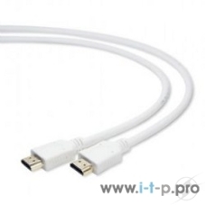 Кабель Cablexpert HDMI CC-HDMI4-W-1M, 19M/19M, v2.0, медь, позол.разъемы, экран, 1м, белый, пакет
