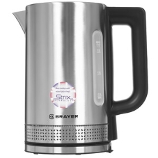 Чайник электрический BRAYER BR1060 2200 Вт, 1.7 л, стальной/черный