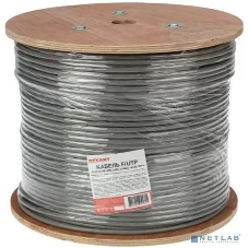 Кабель витая пара Rexant F/UTP, категория 6, ZH нг(А)-HF, 4PR, 23AWG, внутренний, серый, 305м