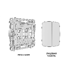 Комплект механизма 2-клавишного перекрестного выключателя 10A-250V OMEGA Белый глянец QUANT (OP1030, VM125) MO103030