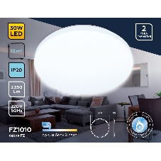 Потолочный светодиодный светильник Ambrella light FZ1010 WH белый 30W 6400K D370*55 (Без ПДУ)