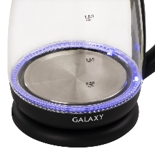 Чайник электрический Galaxy Line GL 0554, черный, стекло, 2000 Вт, 1,8 л, LED-подсветка, шкала уровня воды, корпус из термостойкого стекла