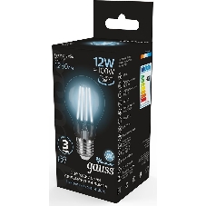 Лампа cветодиодная Gauss Filament А60 12W 1250lm 4100К Е27 LED 1/10/40