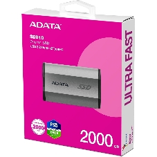 Внешний SSD ADATA SD810, 2TB, USB 3.2 Gen 2x2 Type-C, R/W 2000/2000, серебристый
