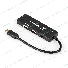 USB-концентратор 4-в-1 ExeGate DUB-211C (кабель-адаптер USB3.0 Type-C --> 2xUSB2.0, 1xUSB3.0 (5Gb/s), Type-C DATA (480MB/s), Plug&Play, черный)