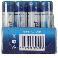 Батарейки щелочные/алкалиновые Gembird Gb-LR03-20B, тип AAA, 20шт, коробка