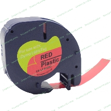 Картридж ленточный Cactus CS-LT-91203 черный шрифт, красный фон (12 мм, 4 м) для Dymo Letra Tag LT-100H