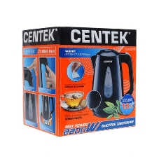 Электрочайник Centek CT-0048 черный, 1.8 л, 2200 Вт, скрытый нагревательный элемент