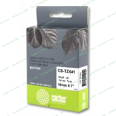 Картридж ленточный Cactus CS-TZ641 черный шрифт, желтый фон (18 мм, 8 м) для Brother 1010/1280/1280VP/2700VP
