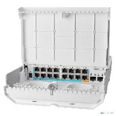 Коммутатор MikroTik netPower 15FR with 800MHz CPU, 256MB RAM, 16 x 10/100Mbps Ethernet ports (15 with Reverse POE-in, 1 with PoE-OUT), 2 x SFP, RouterOS L5 or SwitchOS (dual boot), outdoor enclosure, mounting ki