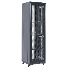Шкаф коммутационный Rexant напольный 18U 600x600 мм пер. дв. перфор. черный
