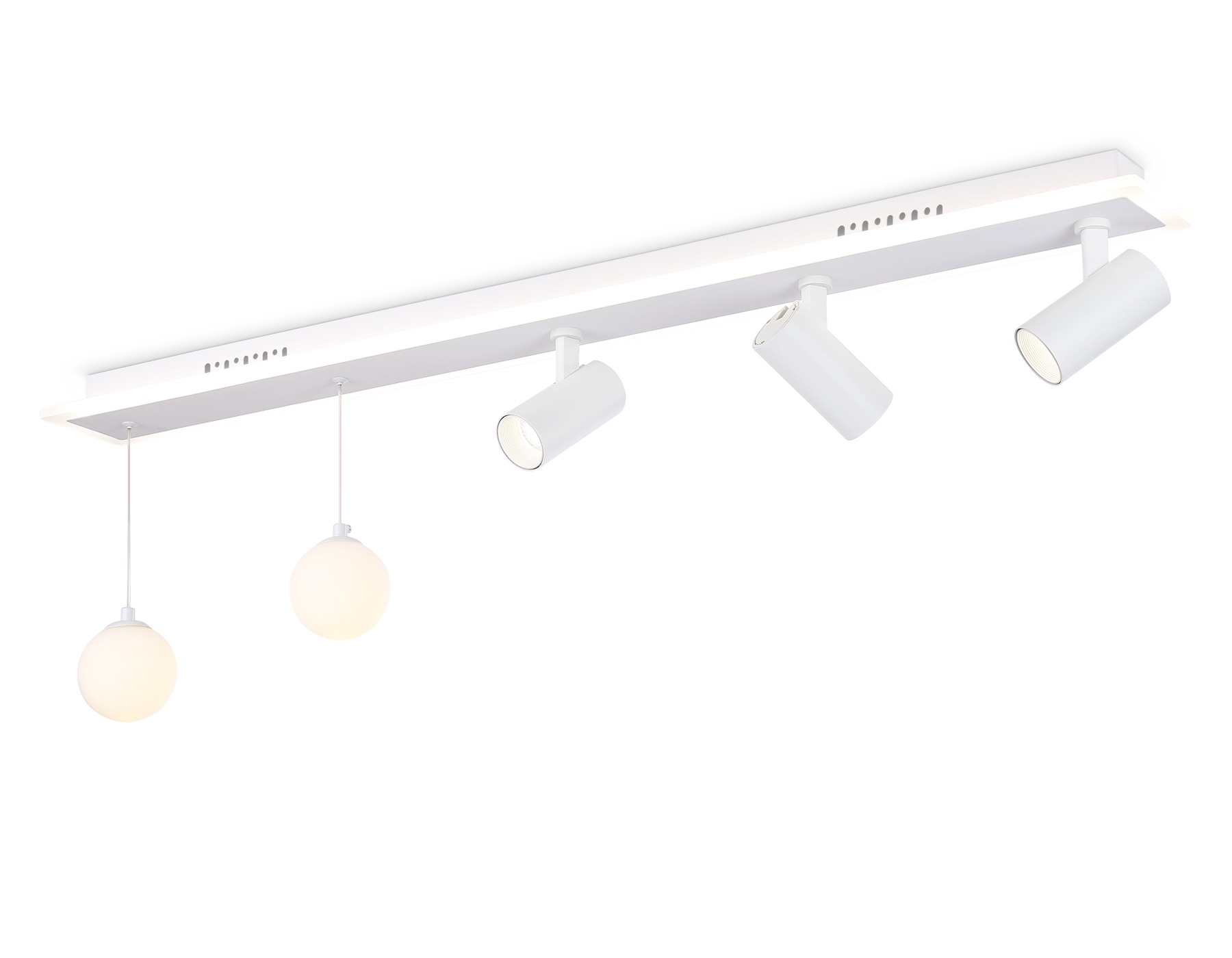 Потолочный светодиодный светильник Ambrella light FL66201/1+5 WH белый 67W 3000K-6400K+G9/2 1000*100*400 (ПДУ ИК)