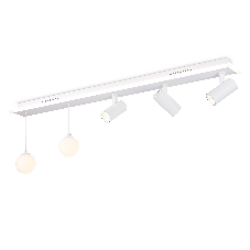 Потолочный светодиодный светильник Ambrella light FL66201/1+5 WH белый 67W 3000K-6400K+G9/2 1000*100*400 (ПДУ ИК)