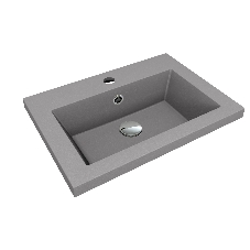 Тумба под раковину Bau Stil Loft grey brushed, раковина кварцевая BAU Stil 50, серый металлик, смеситель Dream Black, черный