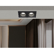 Встраиваемый точечный светильник Ambrella light TN102832/2 BK/BK черный/черный GU5.3/2 178*93*50