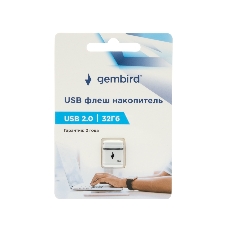 Флешка USB Gembird GFL-2.0-32mini, 32Gb, USB 2.0, R/W 30/15, белый