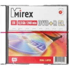 Диск DVD+R Mirex 8.5 Gb, 8x, Slim Case (1), Dual Layer (1/50)