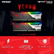Оперативная память Patriot Viper Venom, DDR5, 32Gb (2x16Gb), 6000MHz, CL30, DIMM, с радиаторами, RGb, черный