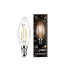 Лампа светодиодная Gauss 103801105LED Filament Candle Е14 5Вт 2700к 1/10/50