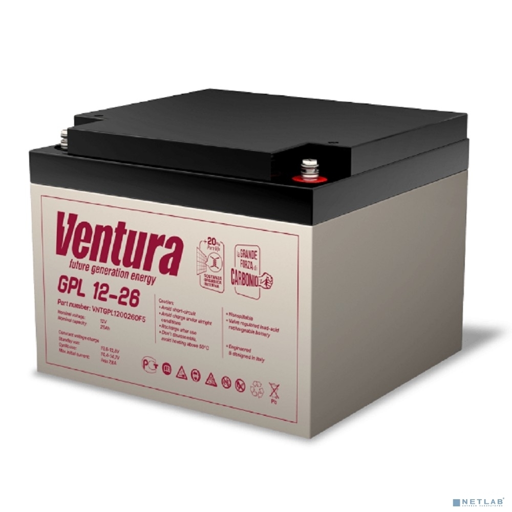 Батарея для ИБП Ventura GPL 12-26 12V/29Ah F5, ДхШхВ 175х166х125мм, 8кг, срок службы 12 лет