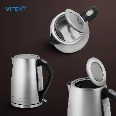 Чайник электрический Vitek VT-7000 1.7 л, 2200 Вт, серебристый (корпус: металл)