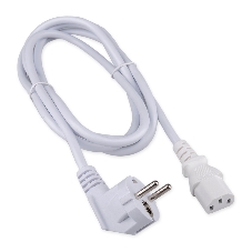 Кабель питания Cablexpert Schuko-C13, 3x1.0мм2, 10A, с заземлением, медь, 2м, белый, пакет