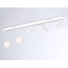 Потолочный светодиодный светильник Ambrella light FL66201/1+5 WH белый 67W 3000K-6400K+G9/2 1000*100*400 (ПДУ ИК)