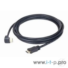 Кабель Cablexpert HDMI CC-HDMI490-6, 19M/19M, v2.0, медь, позол.разъемы, экран, угловой, 1.8м, черный, пакет
