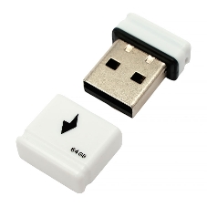 Флешка USB Gembird GFL-2.0-64mini, 64Gb, USB 2.0, R/W 30/15, белый