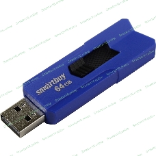 Флешка USB Smartbuy STREAM Blue (SB64GbST-B), 64Gb, USB 2.0, R/W 25/15, синий/черный