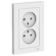 Розетка 2-м AtlasDesign без заземл. 16А в сборе белый SchE ATN000120