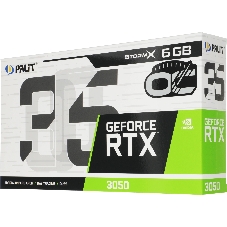 Видеокарта Palit GeForce RTX 3050 StormX OC, 6 GB GDDR6, 96 bit, 1xDisplayPort, HDMI, DVI-D, GPU 1492 MHz