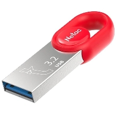 Флешка USB Netac UM2 (NT03UM2N-064G-32RE), 64Gb, USB 3.0, R/W 130/50, серебристый/красный